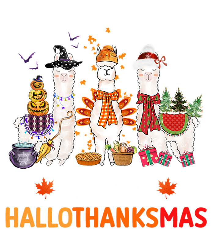 Halloween Thanksgiving Christmas Happy Hallothanksmas Llama Gift T-Shirt