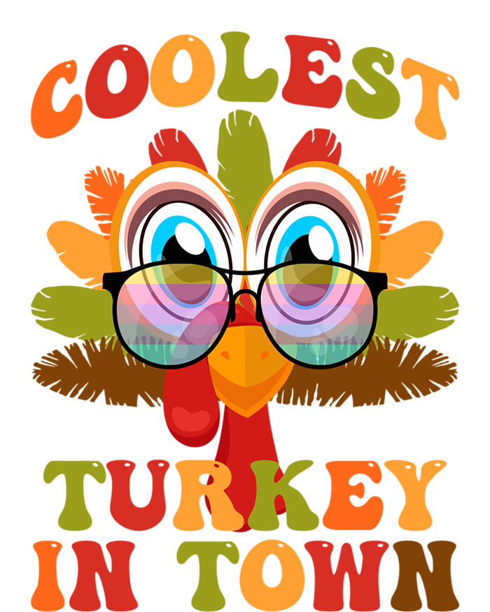 Funny Coolest Turkey In Town Thanksgiving Colorful Glasses Gift Women's T-Shirt