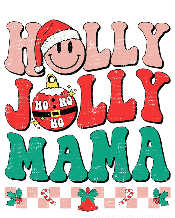 Groovy Retro Christmas Hippie Have A Holly Xmas Jolly Mama Long Sleeve Pajama Set