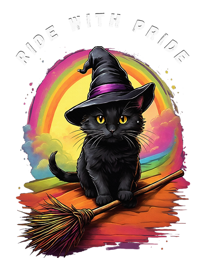 Ride With Pride Queer Witchy Lgbt Rainbow Cat Meme Halloween Pom Pom 12in Knit Beanie