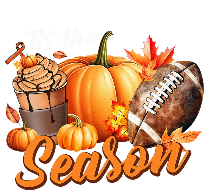 TIS THE SEASON Pumpkin Leaf Latte Fall Thanksgiving Football T-Shirt