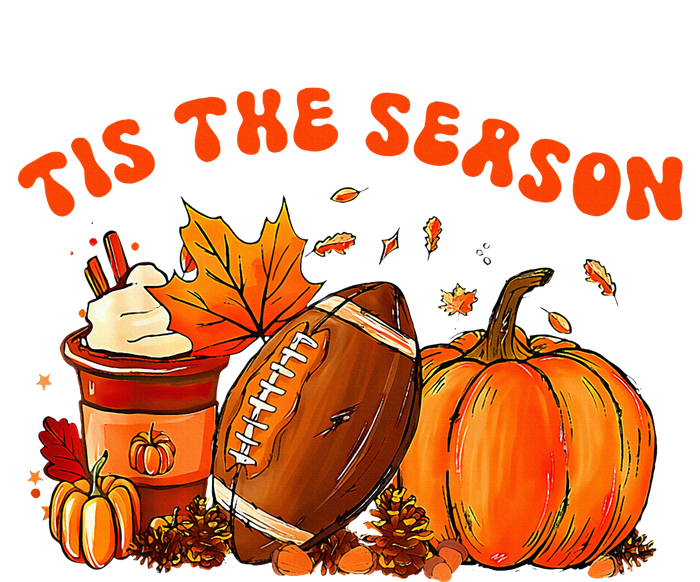 Tis The Season Pumpkin Leaf Latte Fall Thanksgiving Football Valucap Bio-Washed Visor