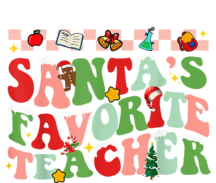 Funny Christmas Santas Favorite Teacher Xmas Retro Pajama T-Shirt