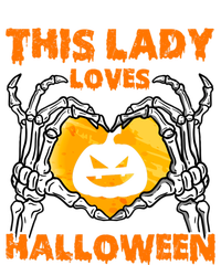 This Lady Loves Halloween Pumpkin Meaningful Gift Skeleton Hand Heart Gift Striped Beanie with Solid Band