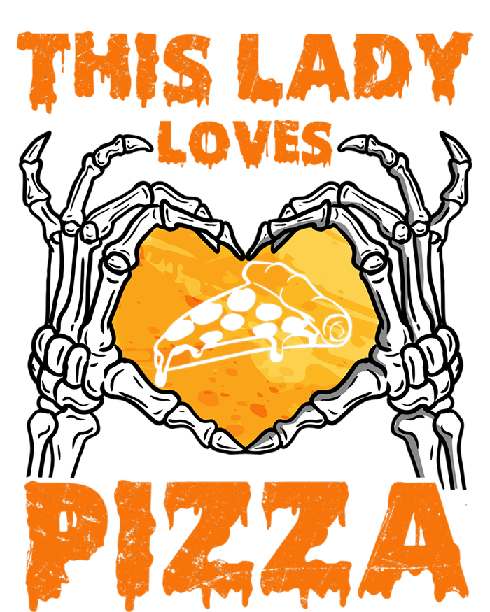 This Lady Loves Pizza Halloween Skeleton Hands Heart Gift Women's T-Shirt