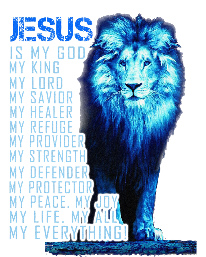 Jesus Is My God King My Lord My Savior Blue Lion Christian T-Shirt