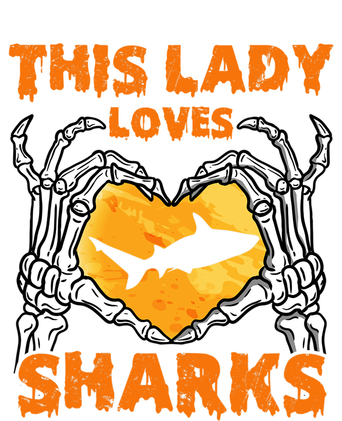 This Lady Loves Sharks Halloween Skeleton Hands Heart Great Gift Button