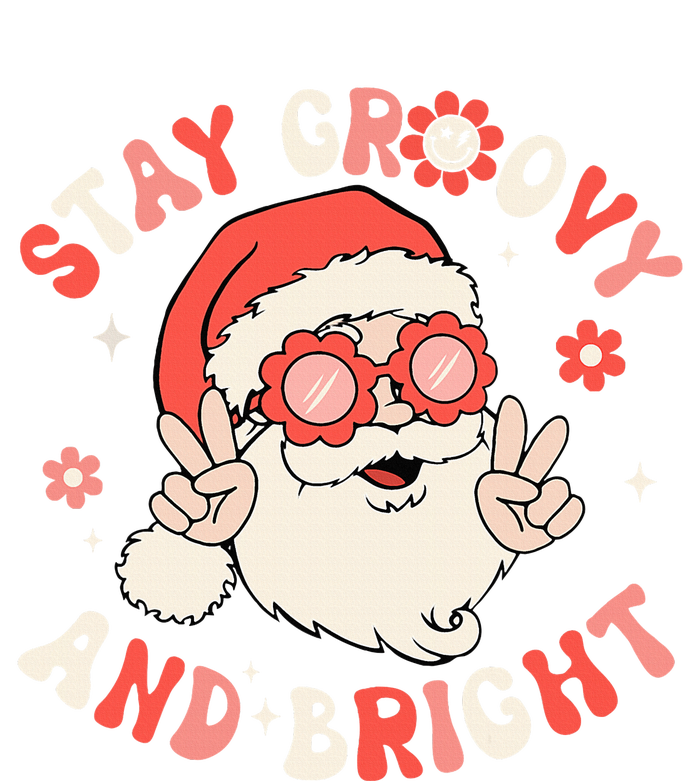 Stay Groovy And Bright Santa Xmas Retro Christmas T-Shirt