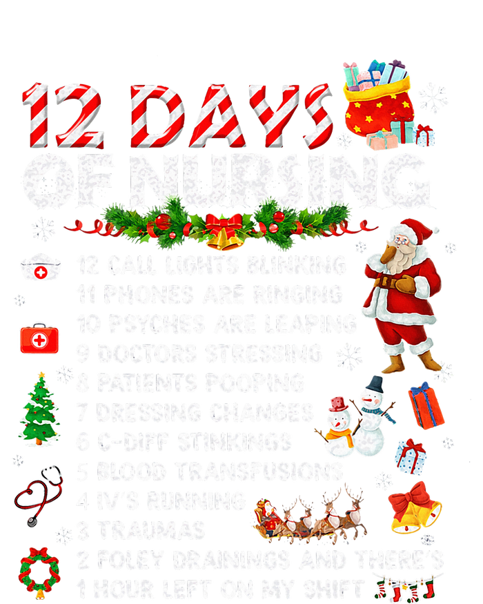 Nurses Merry Christmas Funny 12 Days Of Nursing Xmas T-Shirt