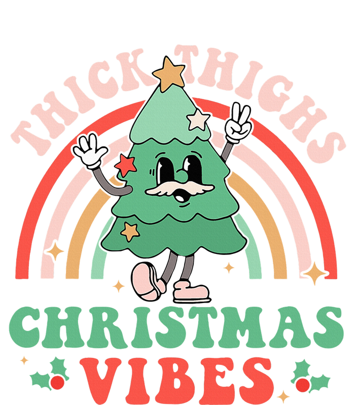 Thick Thighs Christmas Vibes Xmas Tree Rainbow Retro Pajama Women's Racerback Tank