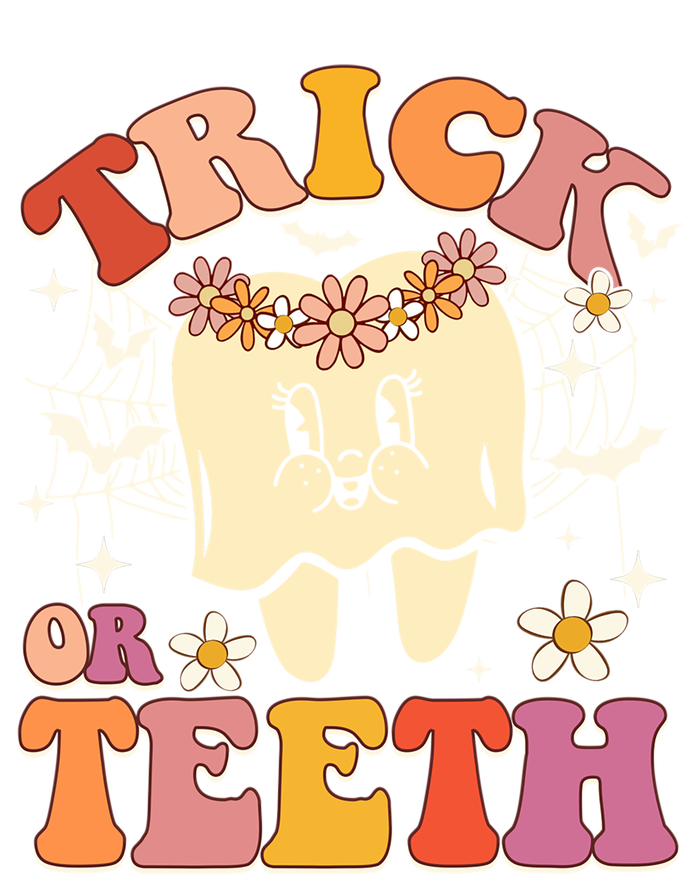 Trick Or Teeth Ghost Groovy Dental Halloween Treat Dentist Cute Gift Valucap Bio-Washed Visor