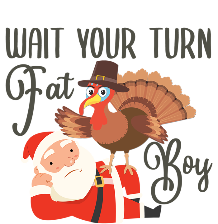 Funny Thanksgiving Wait Your Turn Fat Turkey And Santa Gift T-Shirt