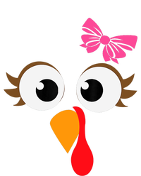 Pink Bow Thanksgiving Turkey Face Girl T-Shirt