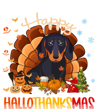 Happy Hallothanksmas Dachshund Halloween Thanksgiving Xmas Funny Gift Long Sleeve Shirt