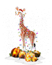 Cute Giraffe Lights Santa Hat Funny Xmas Tree Christmas T-Shirt