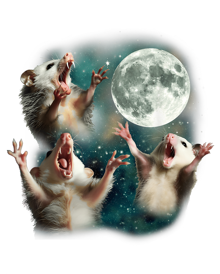 Three Possum Moon 3 Opossum Funny Weird Cursed Meme Premium T-Shirt