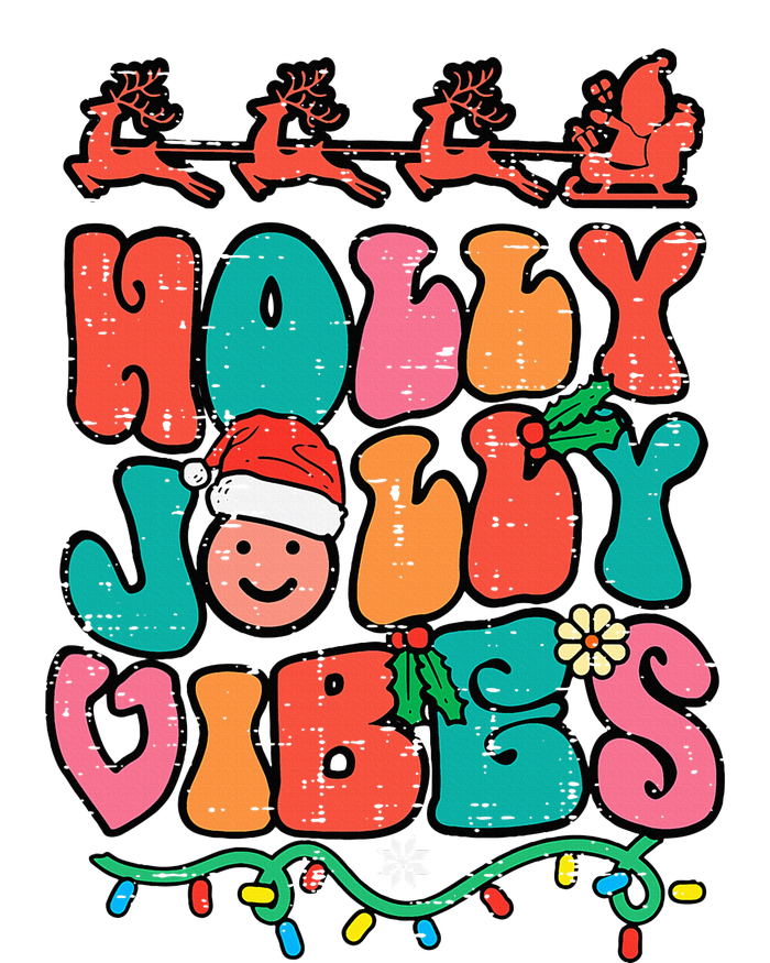 Groovy Christmas Jolly Holly Vibes Retro Xmas T-Shirt