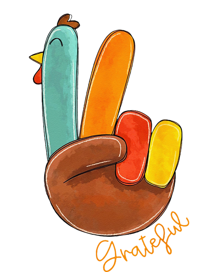 Peace Love Turkey Grateful Turkey Hand Sign Thanksgiving T-Shirt