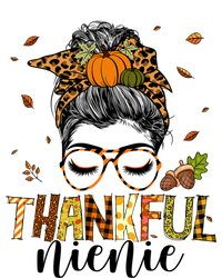 One Thankful Nienie Messy Bun Leopard Thanksgiving Family Gift T-Shirt