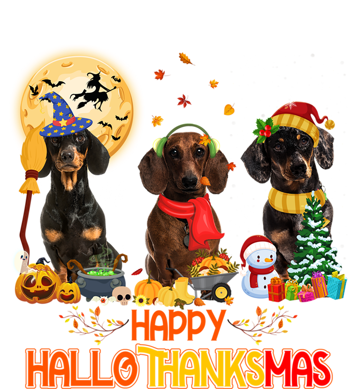 Dachshund Dog Halloween Thanksgiving Happy Hallothanksmas Gift Ceramic Bell Ornament