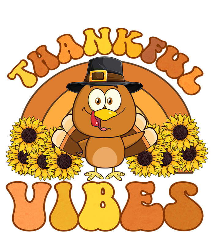 Retro Thankful Vibes Autumn Groovy Thanksgiving Turkey Gift T-Shirt