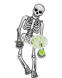 Skeleton Playing Tennis Lazy Halloween Costume Funny Sport T-Shirt