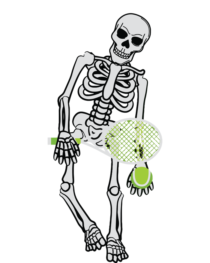 Skeleton Playing Tennis Lazy Halloween Costume Funny Sport T-Shirt