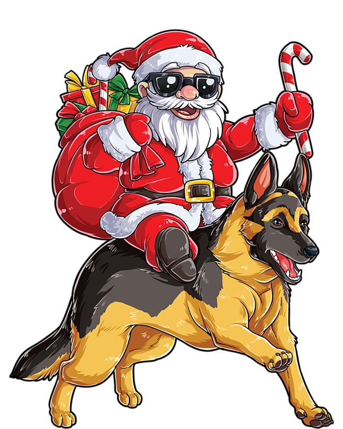 Christmas Santa Claus Riding Ger Shepherd Xmas Dog Meaningful Gift T-Shirt