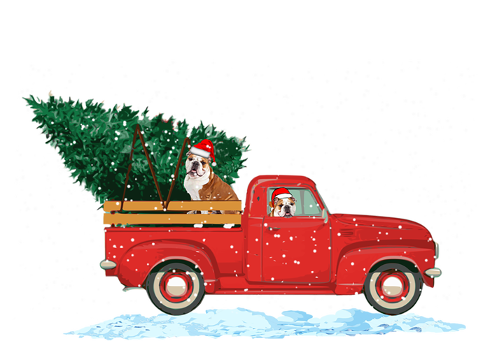 Cute Bulldog With Vintage Red Pickup Truck Christmas Tree Cool Gift Short Acrylic Beanie