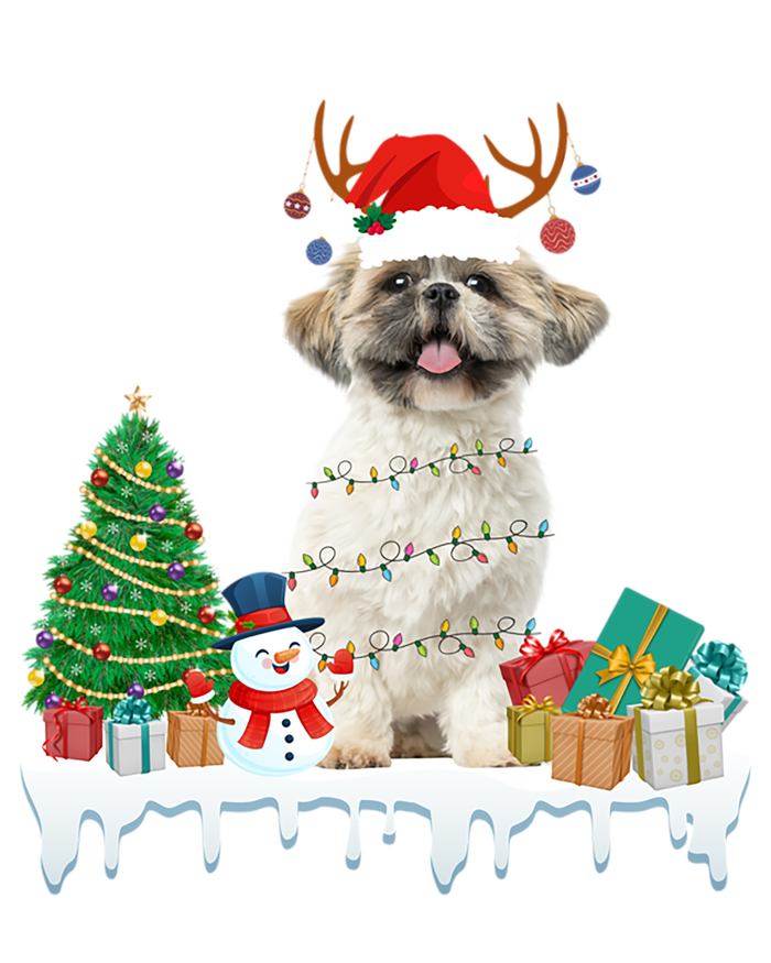 Cute Santa Shih Tzu Dog Christmas Lights Pajama Gift Mesh Reversible Basketball Jersey Tank