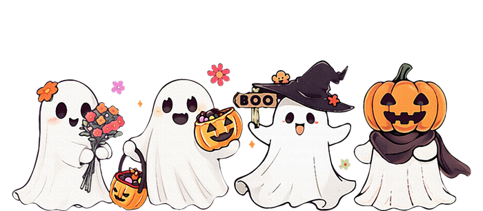 Hippie Halloween Cute Ghost Boo Spooky Season Pumpkin  T-Shirt