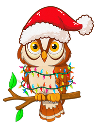 Christmas Lights Owl Wearing Xmas Hat Cute Owl Lover Hoodie