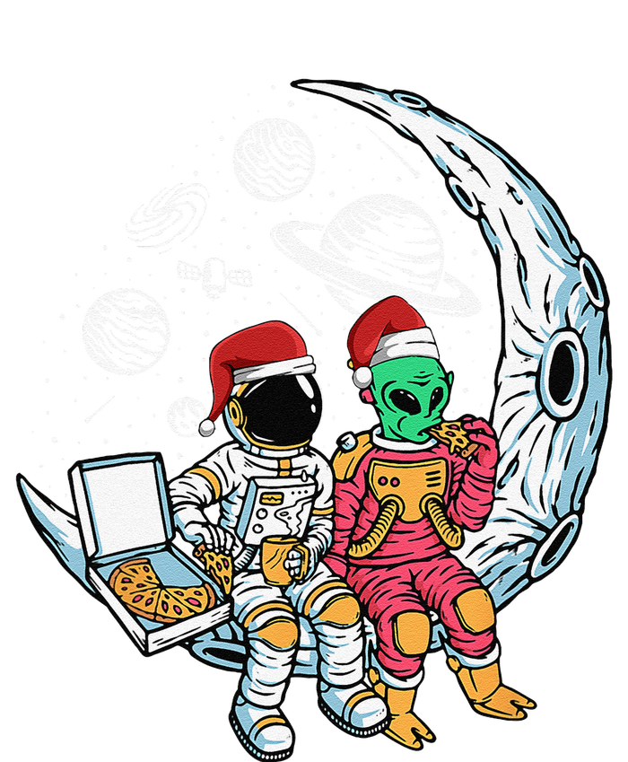 Alien Astronaut Eating Pizza Christmas Pajama Funny XMas Button