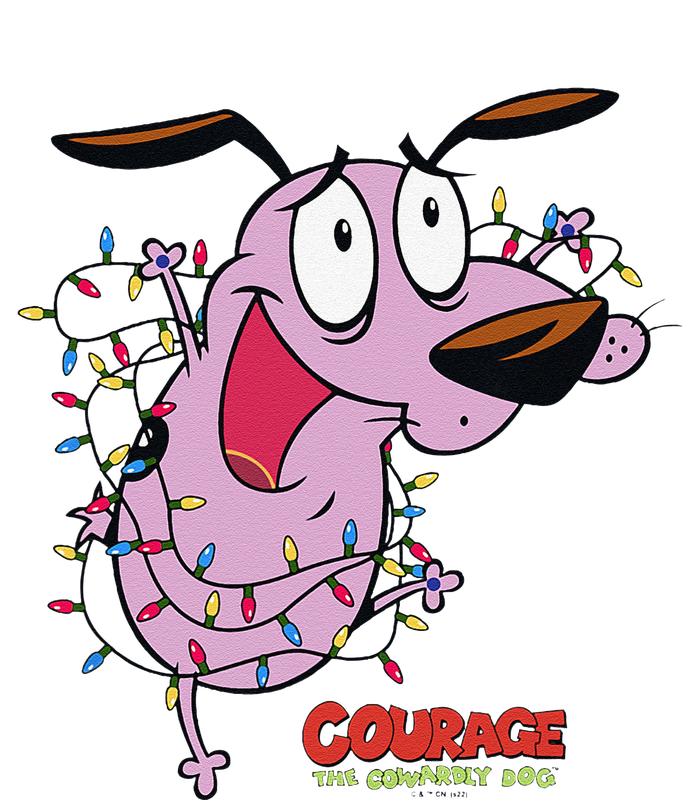 Courage The Cowardly Dog Christmas Lights Wrap Stripe Pom Pom Beanie