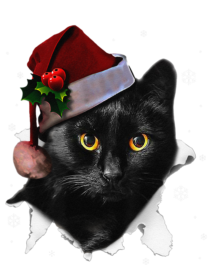 Black Cat Christmas Santa Hat Funny Cat Lover Christmas T-Shirt