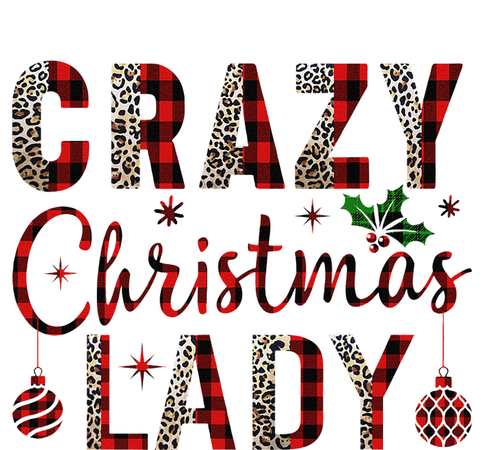 Crazy Christmas Lady Leopard Buffalo Plaid Red Funny Xmas Long Sleeve Shirt