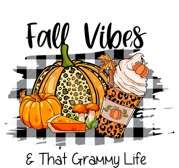 Leopard Plaid Fall Autumn Vibes Thankful Grammy Thanksgiving Cute Gift T-Shirt