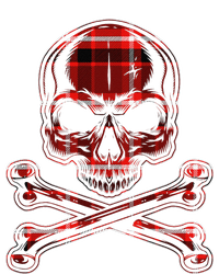 Buffalo Red Plaid Merry Christmas Skull Crossbones Full-Length Apron With Pockets