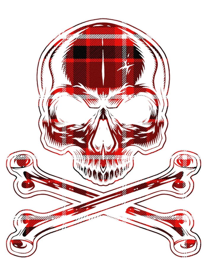 Buffalo Red Plaid Merry Christmas Skull Crossbones Full-Length Apron With Pockets