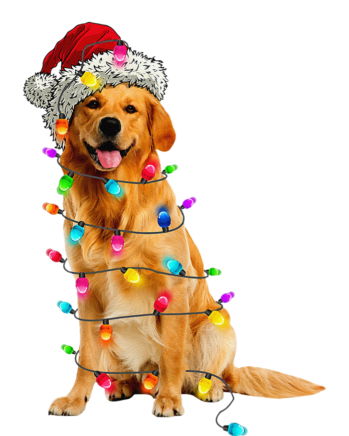 Golden Retrievers Christmas Lights Hat Santa Dog Lover T-Shirt