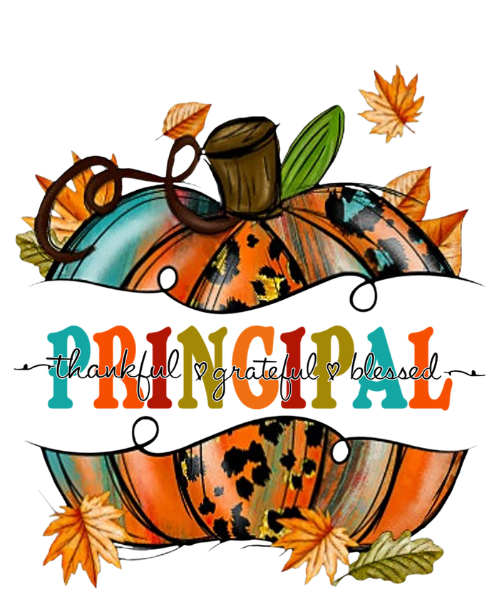 Thankful Grateful Blessed Principal Graphic Pumpkin Autumn Gift Women's Flannel Pajama Set