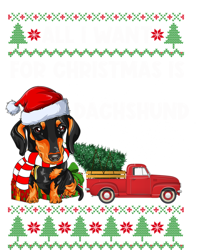 All I Want For Christmas Is Dachshund Ugly Christmas Sweater Gift Striped Beanie with Solid Band