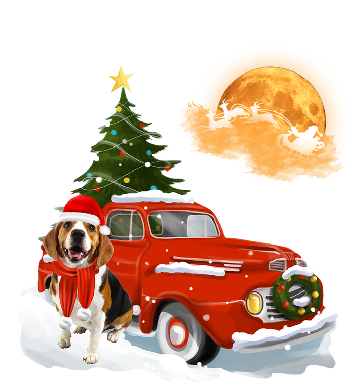 Beagle Vintage Wagon Red Truck Christmas Tree Pajamas Great Gift V-Neck T-Shirt