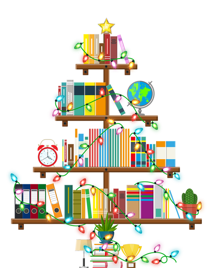 Bookworm Xmas Lighting Librarian Library Book Christmas Tree Cool Gift T-Shirt