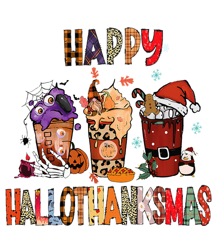 Happy Hallothanksmas Coffee Latte Halloween Thanksgiving Flat Bill Trucker Hat