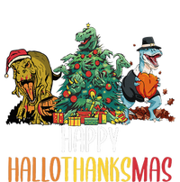 Happy Hallothanksmas Halloween Thanksgiving Christmas T Rex T-Shirt