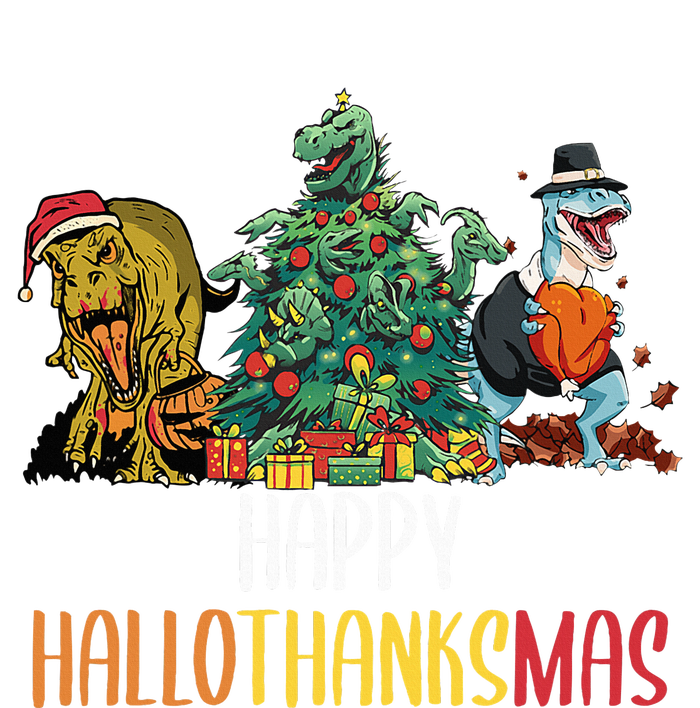 Happy Hallothanksmas Halloween Thanksgiving Christmas T Rex T-Shirt