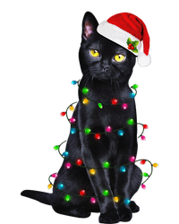 Funny Cat Christmas Lights Santa Hat Black Cat Xmas Pajamas Valucap Bio-Washed Visor