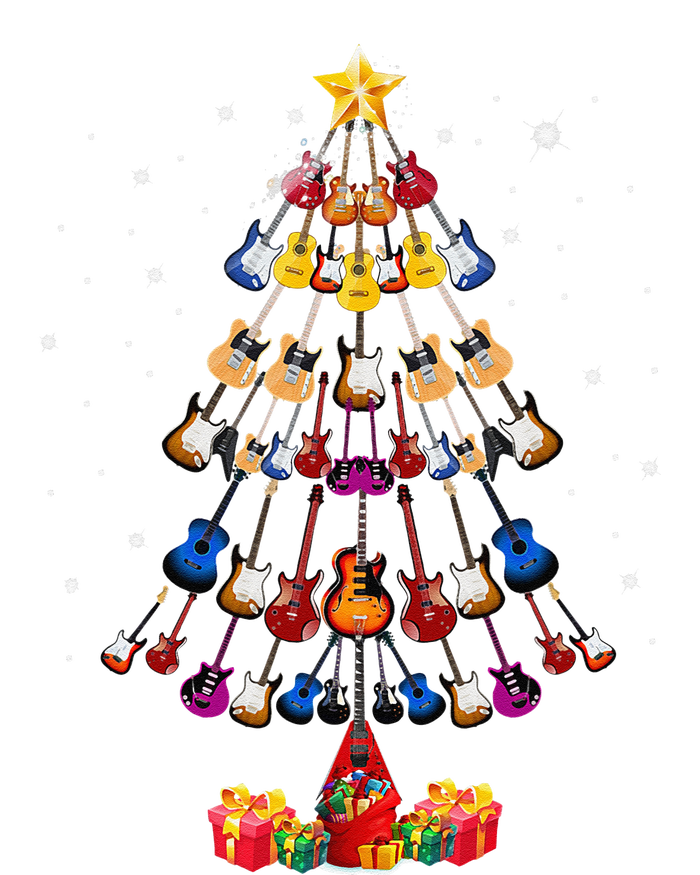 Guitar Tree Lights Christmas Pajamas Guitar Lovers Xmas Bumper Sticker