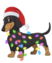 Christmas Dachshund With Santa Hat And Christmas Lights Gift Kids Hoodie